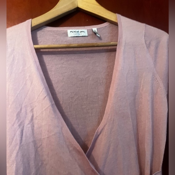 MICHAEL STARS Vivian Surplice 100% Cashmere Sweater In Pink One Size Women - Picture 6 of 10